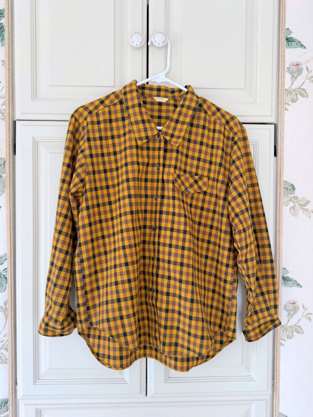 RUPIENU Mustard Yellow Plaid Button Down Shirt Japan